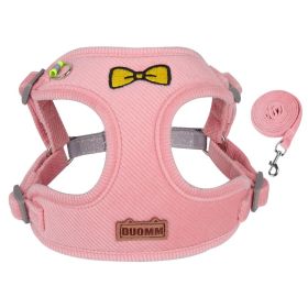 dog Harnesses and dog leash set; Pet Traction Rope Vest Pet Chest Strap Small and Medium Dog Strap Reflective Dog Walking Rope Wholesale (Specification (L * W): L, colour: Powder)