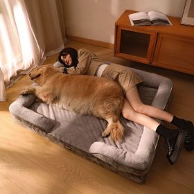 Dog Bed, Bolster Dog Bed with Memory Foam Dog Couch Sofa and Removable Washable Cover (Color: gray, size: 39.4*31.5'' Up to 88lbs)